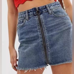 FREE PEOPLE - Denim Zip Skirt